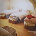 In spare room Have large baskets that hold inflatable bed, pillow .
