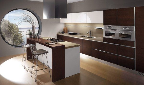 Gorgeous Modern Brown Minimalist Italian Kitchen Design Ide