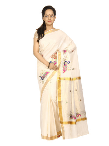 Formal Wear Embroidered Kerala Cotton Saree, Rs 849 /piece .