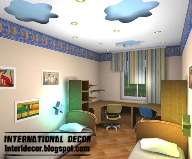 cool and modern false ceiling design for kids room interior .