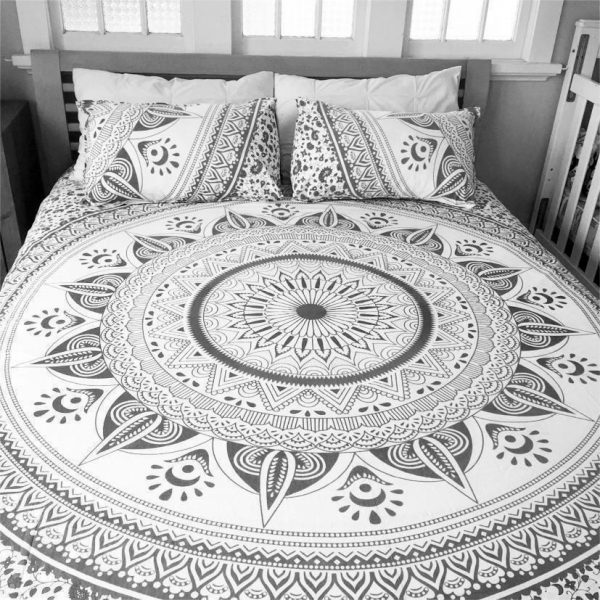 Indian traditional King size mandala design bed sheet, double size .