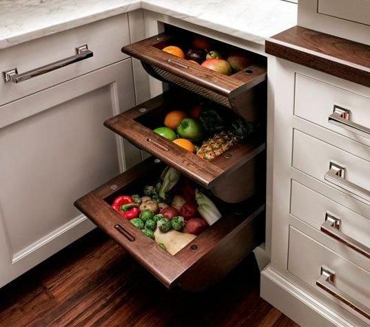 Smart Kitchen Storage: Pull-Out Basket Drawers for Fruits .