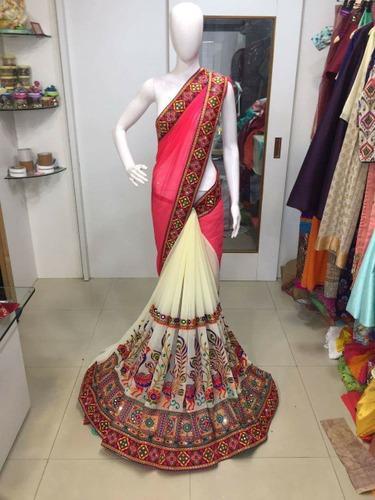 Bridal Wear Chiffon Kutch Work Sarees, Rs 1500 /piece Shiv .