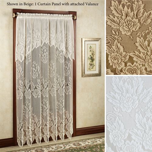 Easy Style Hallie Magnolia Lace Curtain Panel with Attached Valan