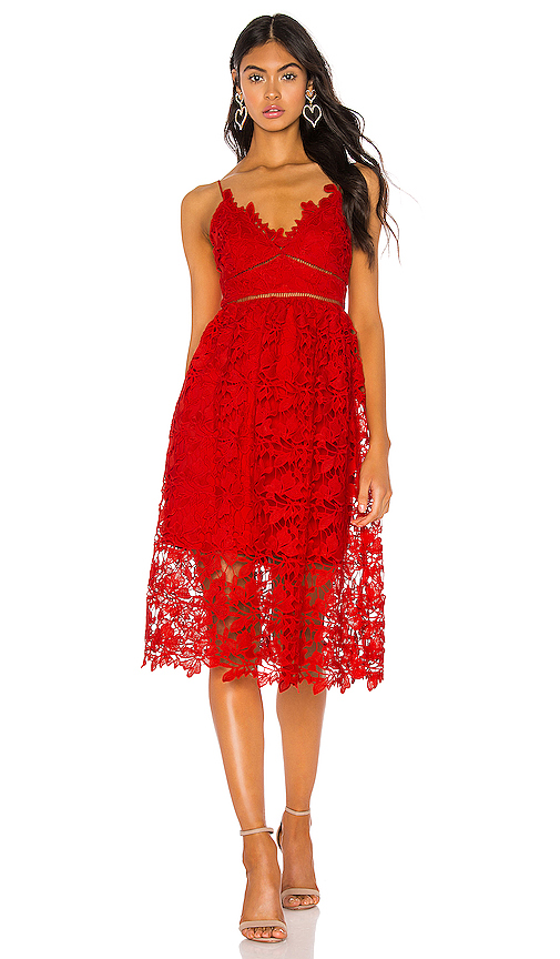 Bardot Sonya Lace Dress in Fire Red | REVOL