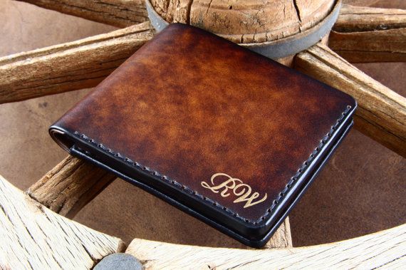 Italian Leather Wallet for man with your initials or name .