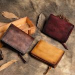 Vintage Leather Wallet, Full Grain Leather Purses, Handmade Zipper .