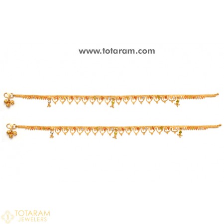 22K Gold Anklets - Leg Chains Payal in 22K Gold -Indian Gold .