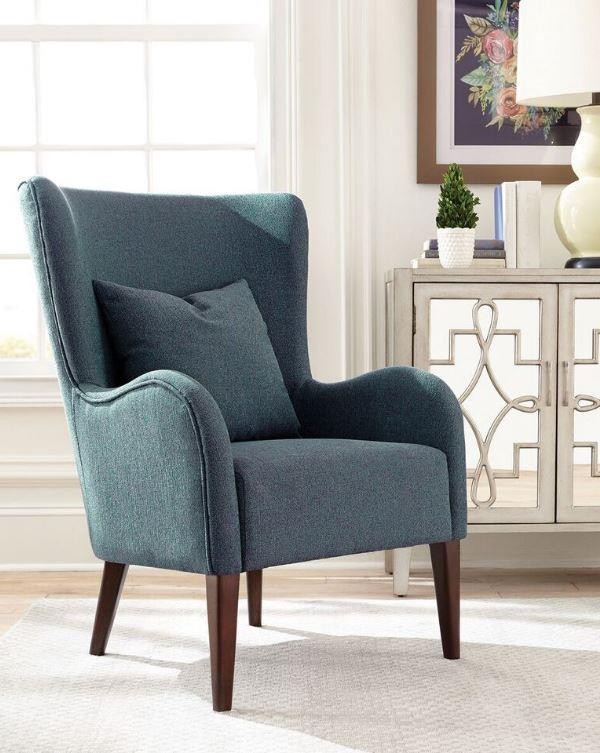 Dark Teal Winged Accent Chair | 903370 | Living Room Chairs .