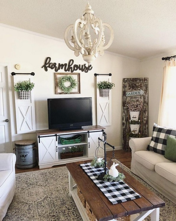 21+ Rustic Farmhouse Living Room Decor Ideas #FarmhouseLivingRoom .