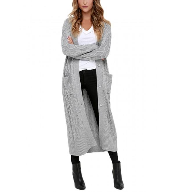 Womens Casual Open Front Long Sleeve Long Cardigans Knit Sweater .