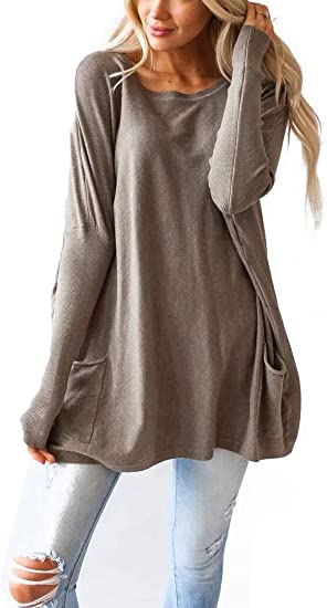 Fronage Womens Casual Fall Tops Oversized Shirts Long Sleeve .