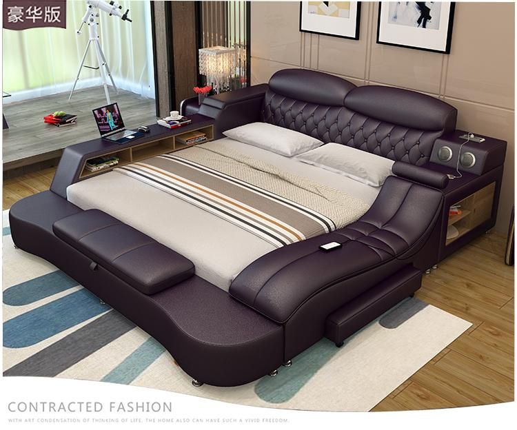 Modern luxury leather bed frames Led Lights and Full Option .