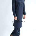 Amir Adnan Pakistani mens salwar kameez design in dark bl