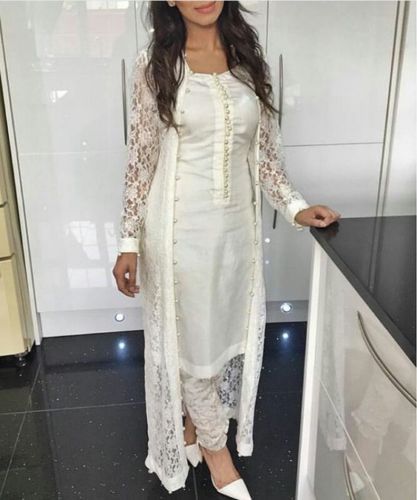 Punjabi churidar suit Bollywood Designer Indian lace net SALWAR .