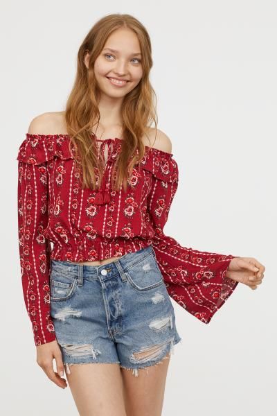 Off-the-shoulder Blouse (With images) | Blouse, Blouses for women .