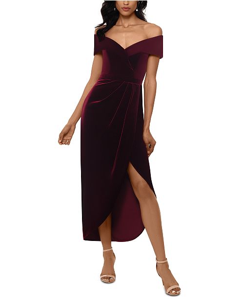 XSCAPE Petite Velvet Off-The-Shoulder Dress & Reviews - Dresses .