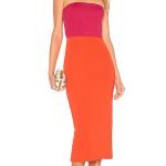 NBD Kyra Midi Dress in Fuchsia & Orange | REVOL