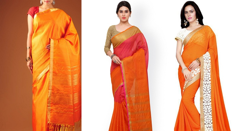 20 Beautiful Designs of Orange Sarees For Every Occasion! | Styles .