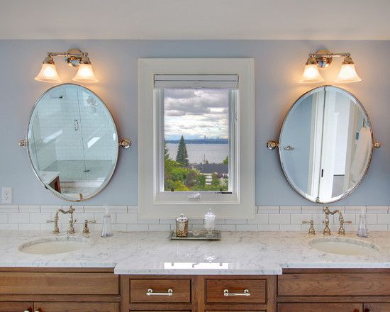 Bathroom "oval Mirrors" + Sconces Design, Pictures, Remodel, Decor .