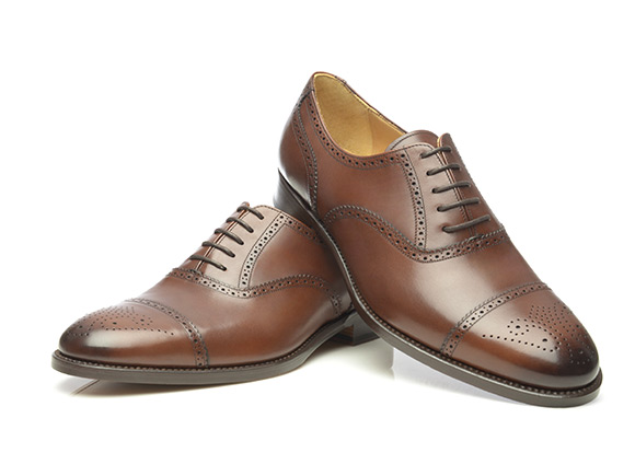 SHOEPASSION.com – Goodyear-welted half-brogue Oxford in dark bro