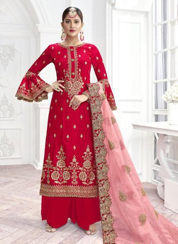 Rani Pashmina Wedding Wear Palazzo Salwar Suits, Age: Adults .