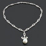Unique Pearl Necklace with Diamonds 2.51ct 18K Gold Designer .