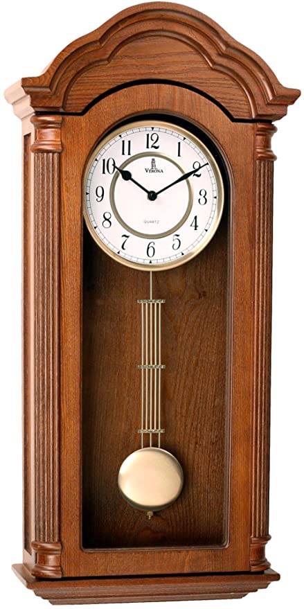 Amazon.com: Pendulum Wall Clock, Silent Decorative Wood Clock with .