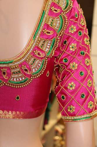 Silk Aari Designer Pink Bridal Blouse, Rs 8800 /piece STHRI | ID .