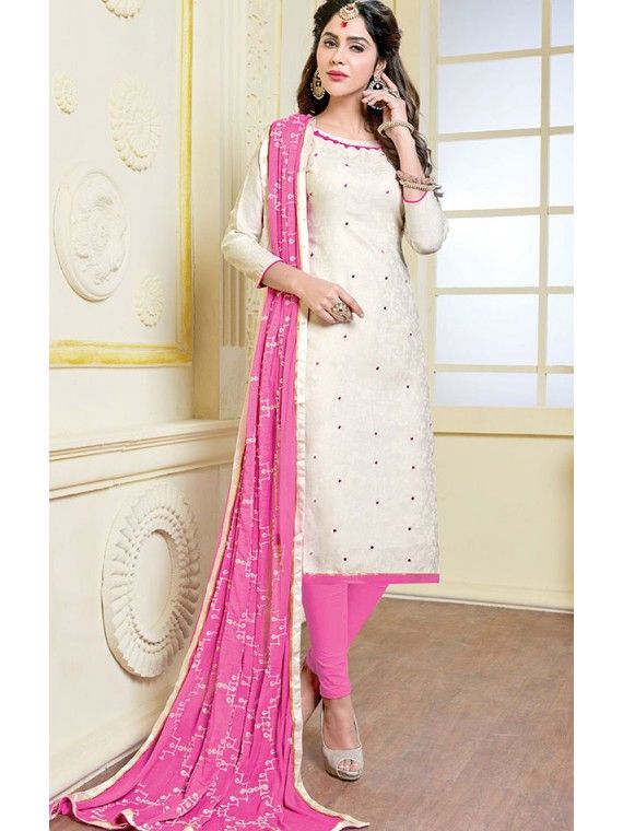 Stupendous Off White and Pink Salwar suit (With images) | Blouse .