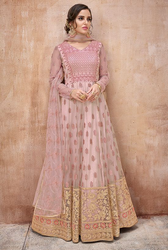Buy Pretty Designer Baby Pink Salwar Kameez With Stone Wo