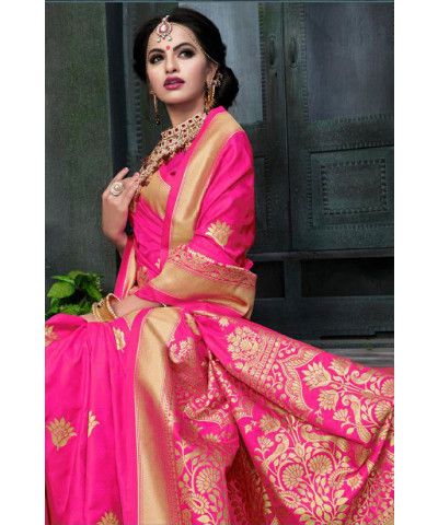 Rani Pink Banarasi Saree (With images) | Indian bridal sarees .