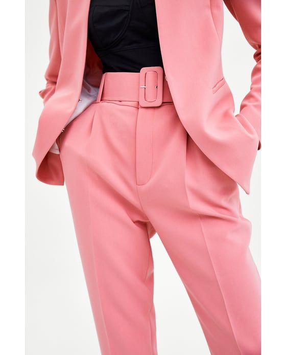 Image 2 of TROUSERS WITH BELT from Zara | Ideias fashion, Ternos .