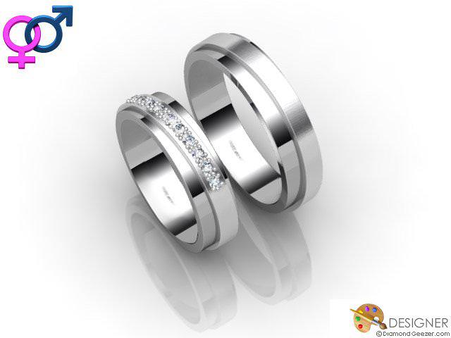 His and Hers Matching Set Platinum Court Wedding Ring | D20811 .