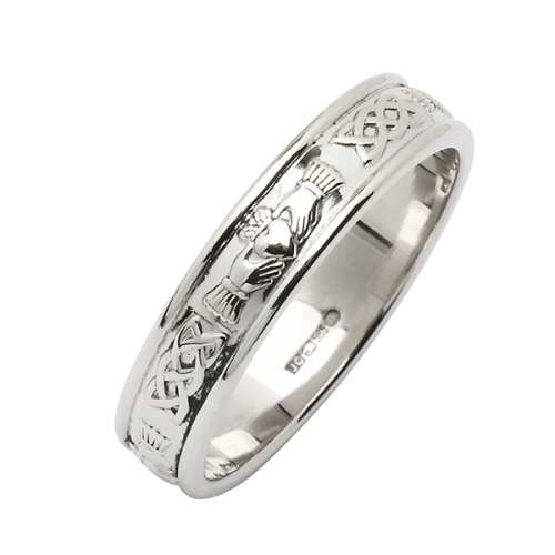 Platinum Claddagh Ring - Platinum Irish Wedding Ring - Fado Jewel