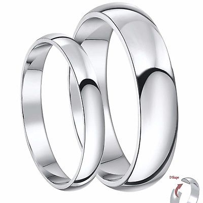 Platinum Wedding Bands His & Hers 3 & 5mm Heavy Weight D Shape .