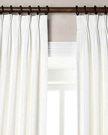 Amazon.com: White Organic Linen Living Room Pinch Pleated Lined .