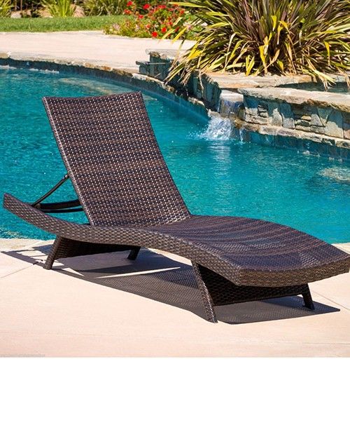 Plastic pool lounge chairs | Outdoor wicker chaise lounge, Pool .