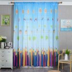 2019 Cartoon Colorful Pencil Printed Curtains Lovely Children For .