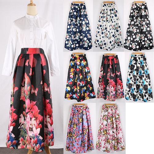 2020 100cm Floral Printed Long Maxi Skirt 2015 Autumn Winter Women .