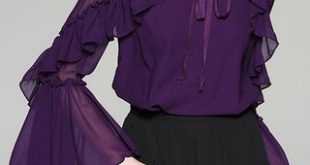 Stylewe Purple Elegant Women Blouses Polyester Daily Ruffled Blous