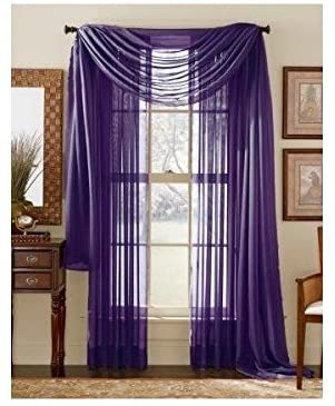 Amazon.com: WPM/AHF 3 Piece Dark Purple Sheer Voile Curtain Panel .