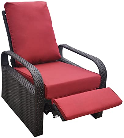 Amazon.com : Outdoor Resin Wicker Patio Recliner Chair with .