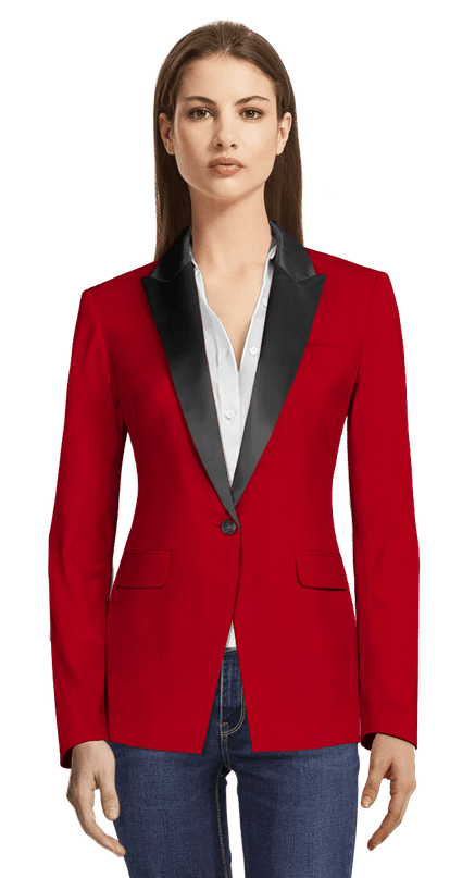 Red one-button Tuxedo Blazer with black lapels 149€ | Sumissu