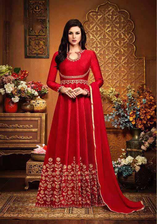 Striking Red Silk Latest Salwar Suit Design – Indian Dress
