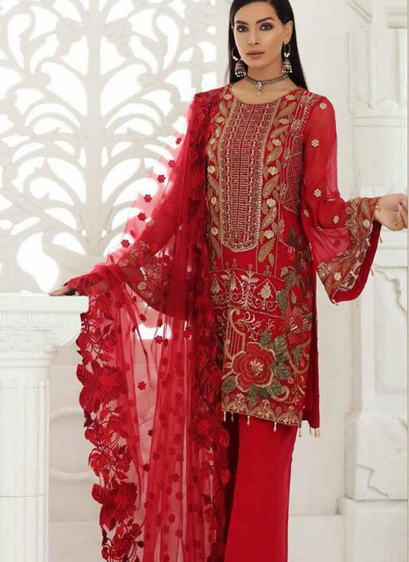 SareeBuzz Red Georgette Designer Pakistani Suit - Saree | Salwar .