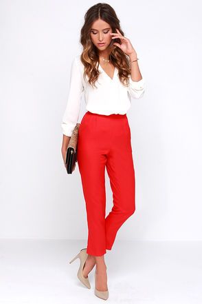 Trouser We Go Red High-Waisted Pants (With images) | Red high .