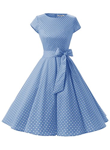 Women Vintage 1950s Retro Rockabilly Prom Dresses Cap-Sleeve - Buy .