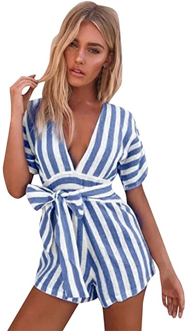 Amazon.com: Rompers and Jumpsuits for Women, Summer Stripe Short .