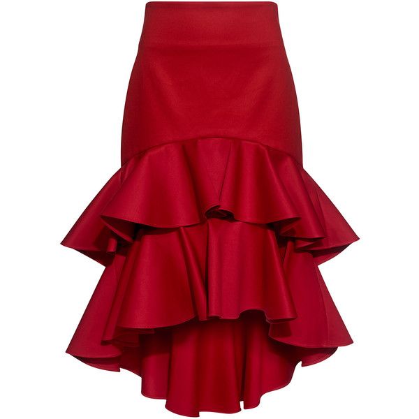 Alexis - Kristyn High-Low Layered Ruffled Skirt ($627) ❤ liked on .